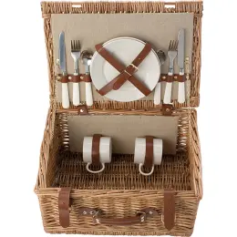 Two Person Willow Picnic Basket Open